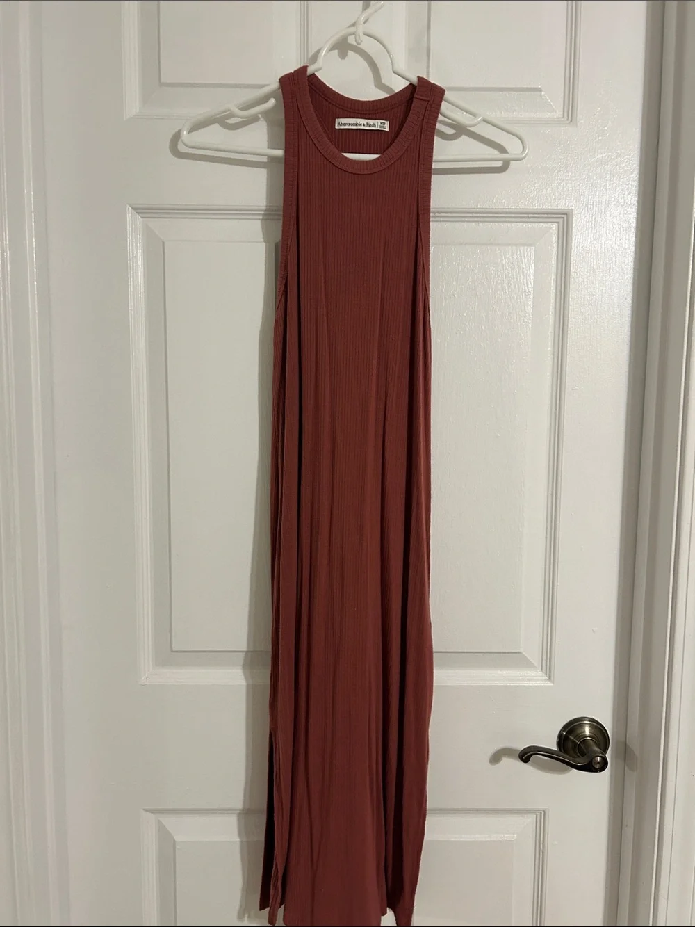 Abercrombie & Fitch Ribbed Tank Maxi Dress in Brick